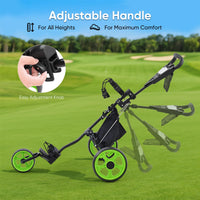 Chariot de golf manuel 3 roues – poignée réglable en hauteur