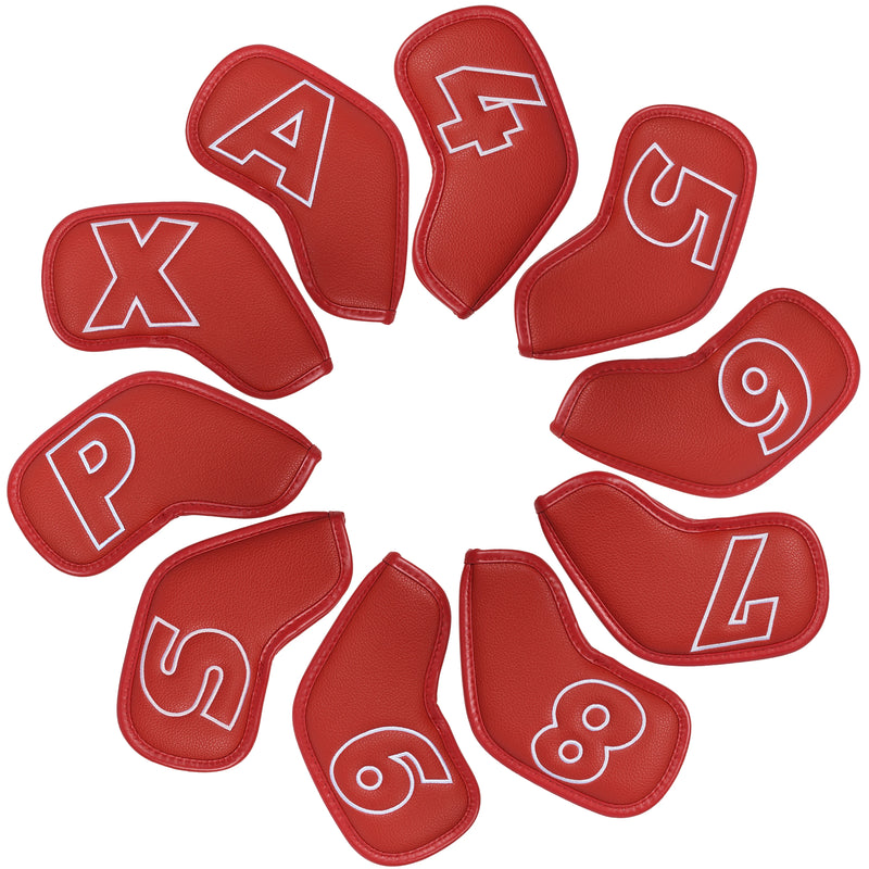 Couvre fer golf magnétique – set rouge de 10 housses