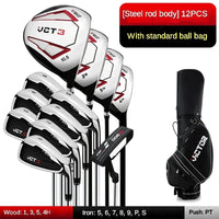Set de golf complet homme droitier – 12 clubs à manche acier avec sac noir