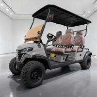 Buggy de golf électrique – version grise, poste de conduite et banquettes marron