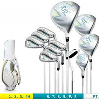 Set de golf complet femme – set de 11 clubs avec manches carbone et sac blanc