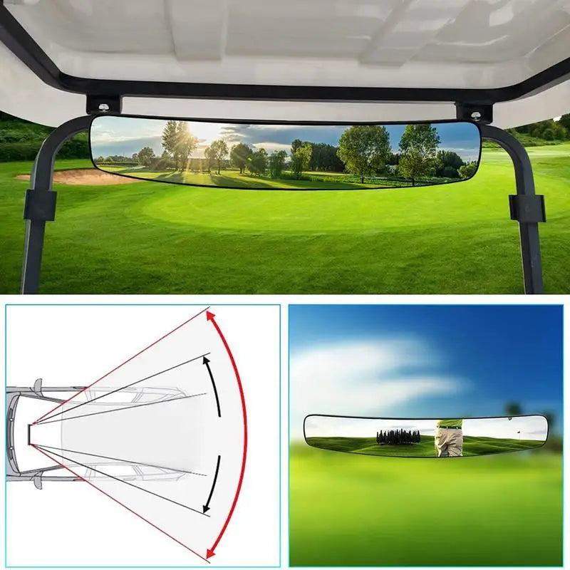 Rétroviseur extra large pour voiturette de golf, 42,5 cm, avec supports réglables
