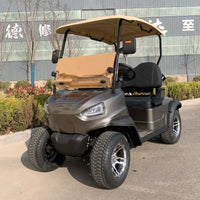 Voiturette de golf électrique de luxe 2 places bronze – vue détourée de trois quarts avant