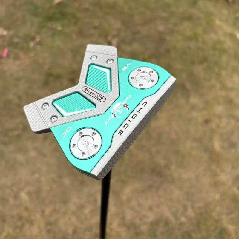Putter maillet fraisé CNC – version vert turquoise vue de dessus