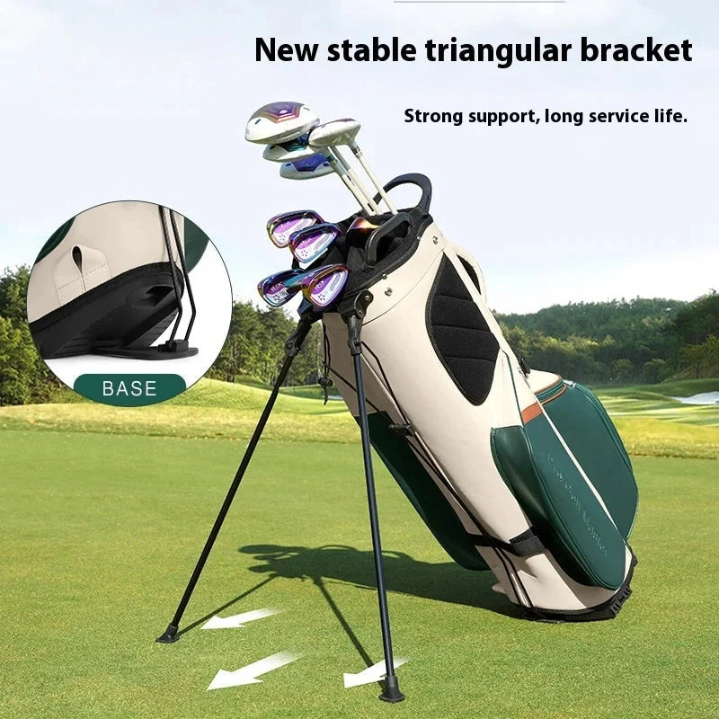Sac de golf trépied léger en microfibre – support triangulaire stable et base du sac, avec les clubs rangés dans les compartiments