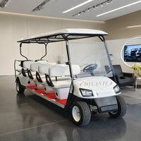 Voiturette de golf électrique de 2 à 10 places – vue de trois quarts avant de la version longue blanche