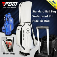 Sac de golf tour à roulettes – sac blanc avec sa tige télescopique sortie, poche à chaussures en médaillon