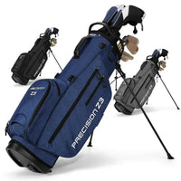 Sac de golf trépied léger – sacs bleu marine, noir et gris sur fond blanc