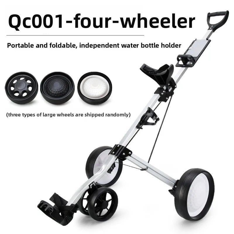 Chariot de golf pliable aluminium – version à 4 roues avec porte-bouteille indépendant