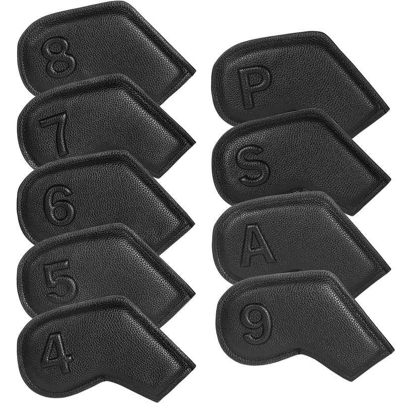 Couvre fer golf noir – les neuf housses noires avec leurs numéros 4 à 9, P, S, A
