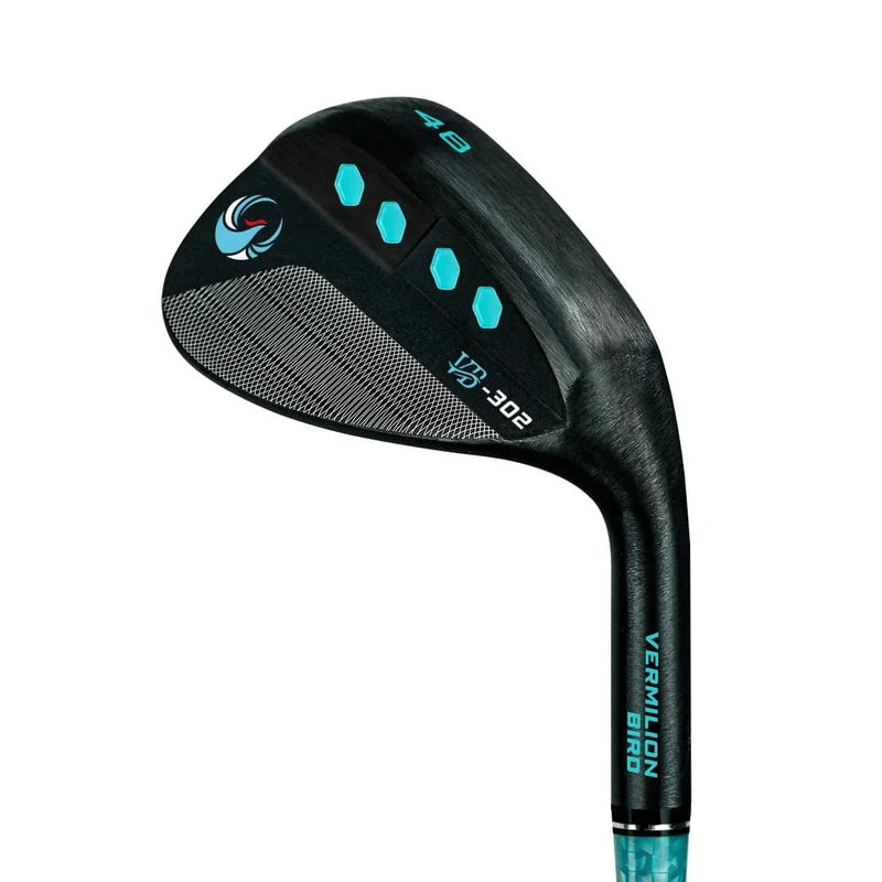Wedge de golf forgé noir à inserts turquoise, loft 48° à 60°, droitier
