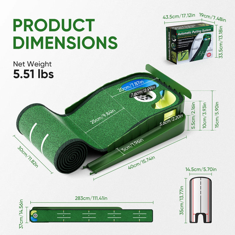 Tapis de putting avec miroir – dimensions et poids du tapis