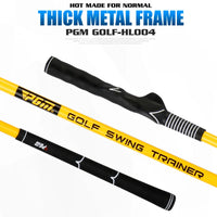 Bâton d'entraînement au swing golf – bâton jaune, grip noir et grip moulé en gros plan