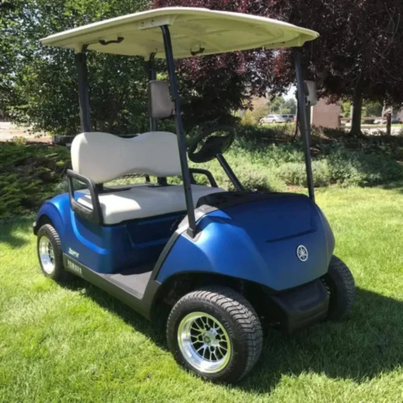 Rétroviseurs convexes pour voiturette de golf – miroirs montés sur une voiturette bleue