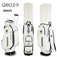 Sac de golf tour à roulettes – coloris blanc, vu de face, de dos et de profil
