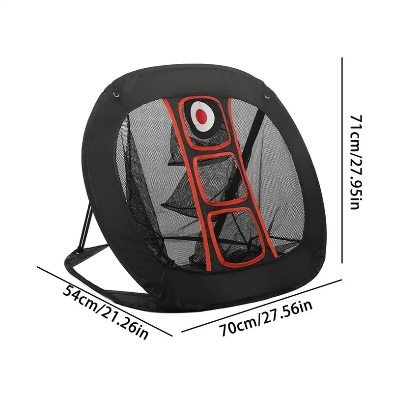 Filet de chipping golf carré – dimensions : 70 cm de large, 71 cm de haut, 54 cm de profondeur