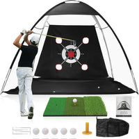 Filet de golf dôme 3 x 2,1 m avec cible multiple, tapis tri-turf et sac