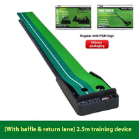 Tapis de putting d'intérieur – version 250 cm avec déflecteur et voie de retour