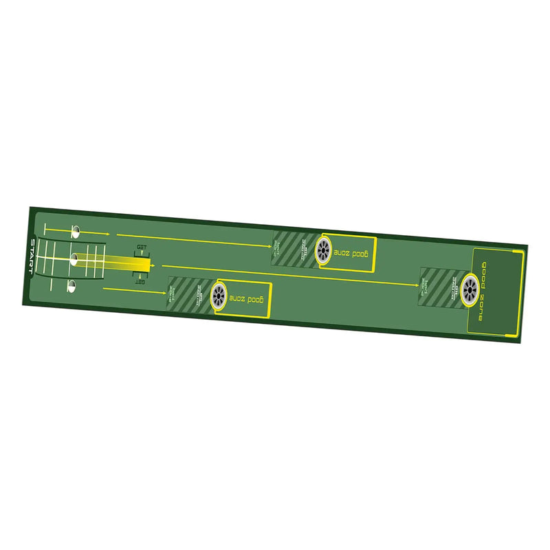 Tapis de putting golf 240 x 28,5 cm – motif vert à zones de réussite et zones à éviter