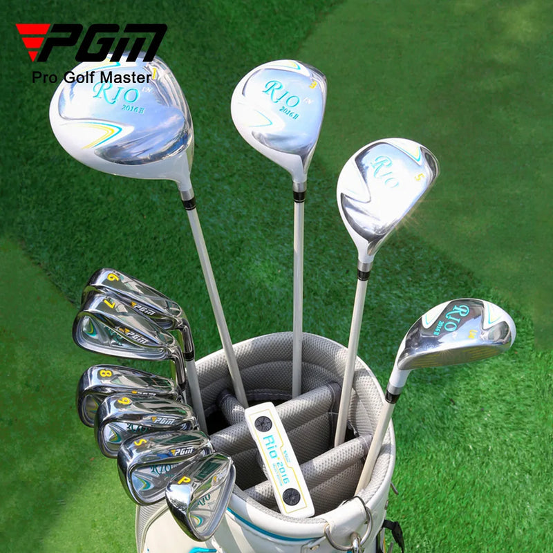 Set de golf complet femme – bois, fers et putter dans le sac blanc